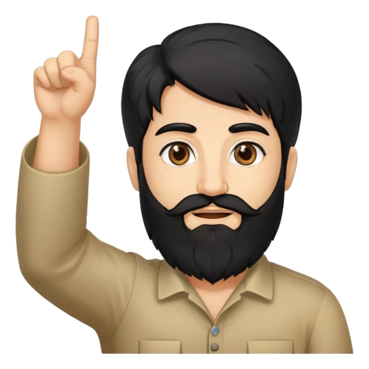 persian adult with black hair pointing upwards with beard sticker