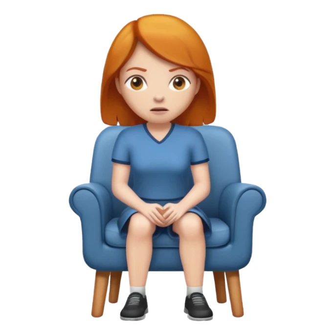 ginger woman sitting on chair looking awkard sticker