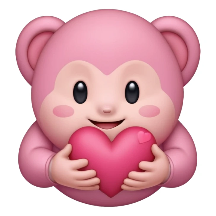 create a chibi sticker of Kirby smiling with a heart in his hands sticker