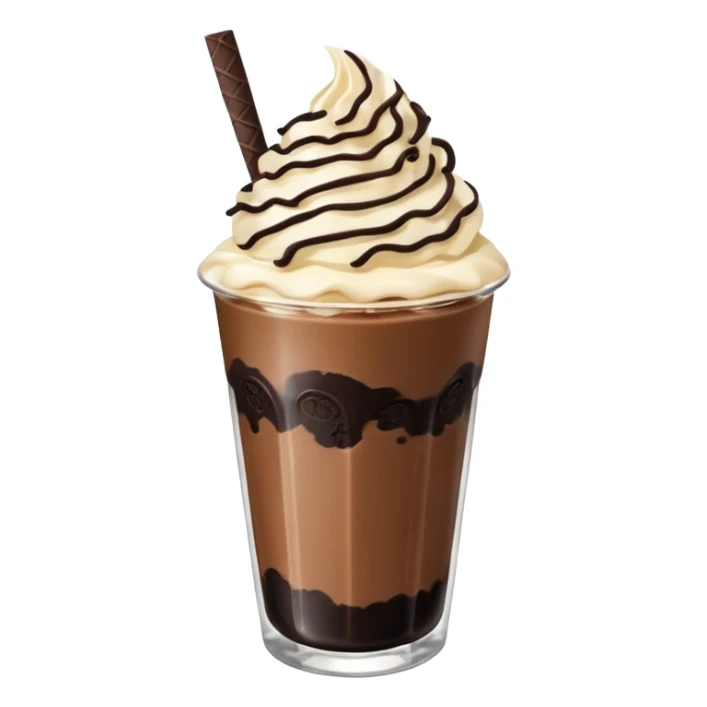 Vaso de vidrio con Frappé de galleta oreo y agregar un popote sticker