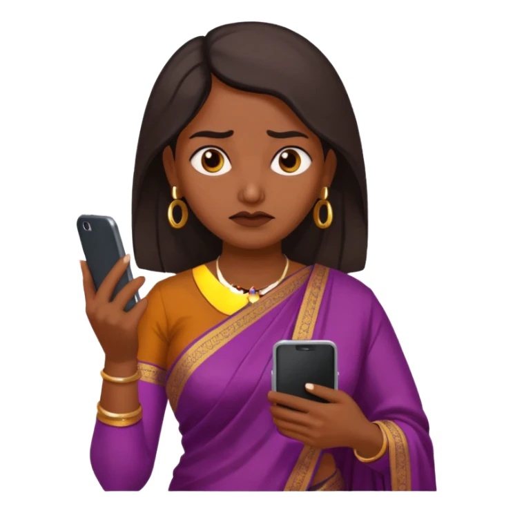 generate an indian female teacher calling on mobile. looking mad. Dressed in a saree sticker