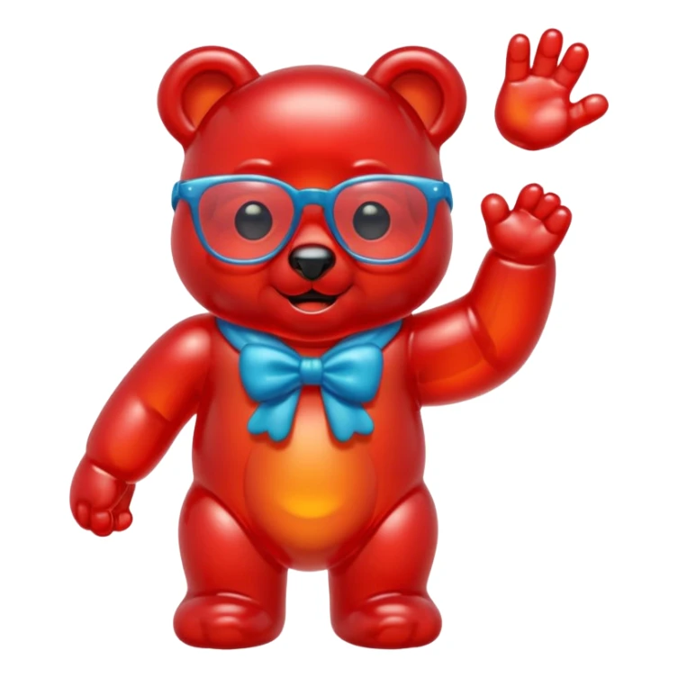 gummy bear with glassess, only head and arm sticker