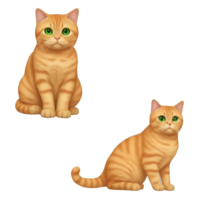 Full body orange British shorthair cat with green eyes sticker