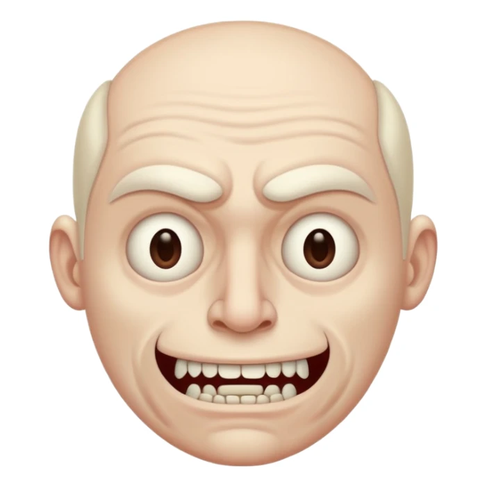 Creepy man with big mouth and no nose and ears sticker