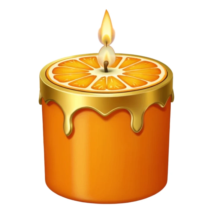Citrus candle – orange wax in gold tin with slice design sticker