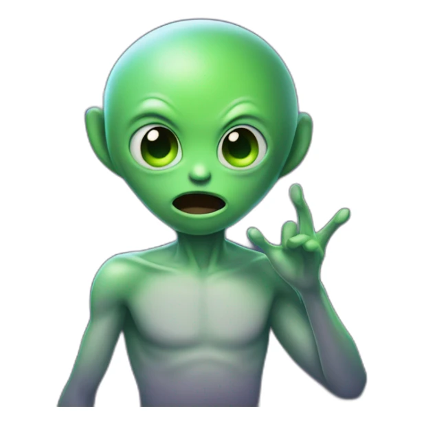 Alien with cring tears and behind him there is a shooting star sticker