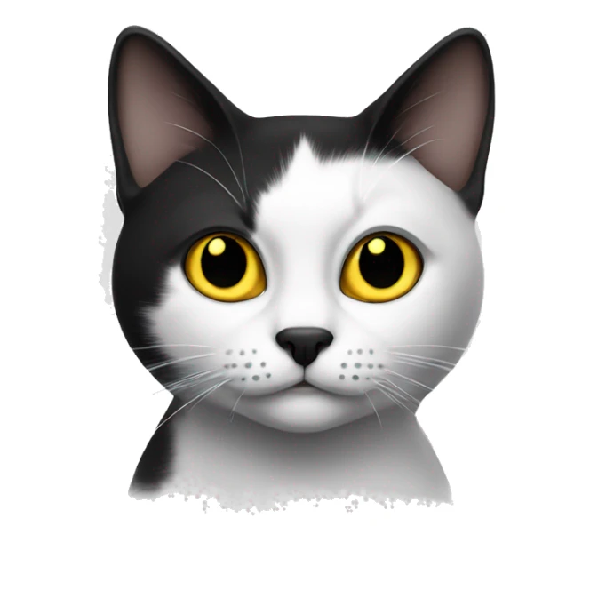 Black and white cat with yellow eyes and black nose sticker