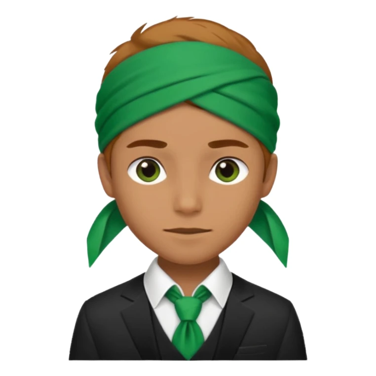 Character wearing green bandana and a suit sticker