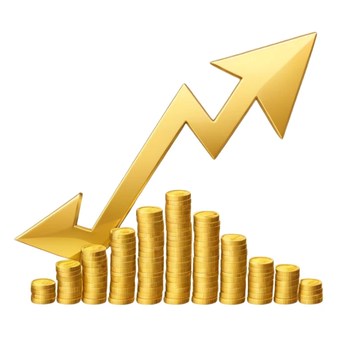 investment concept with upward arrow and money sticker