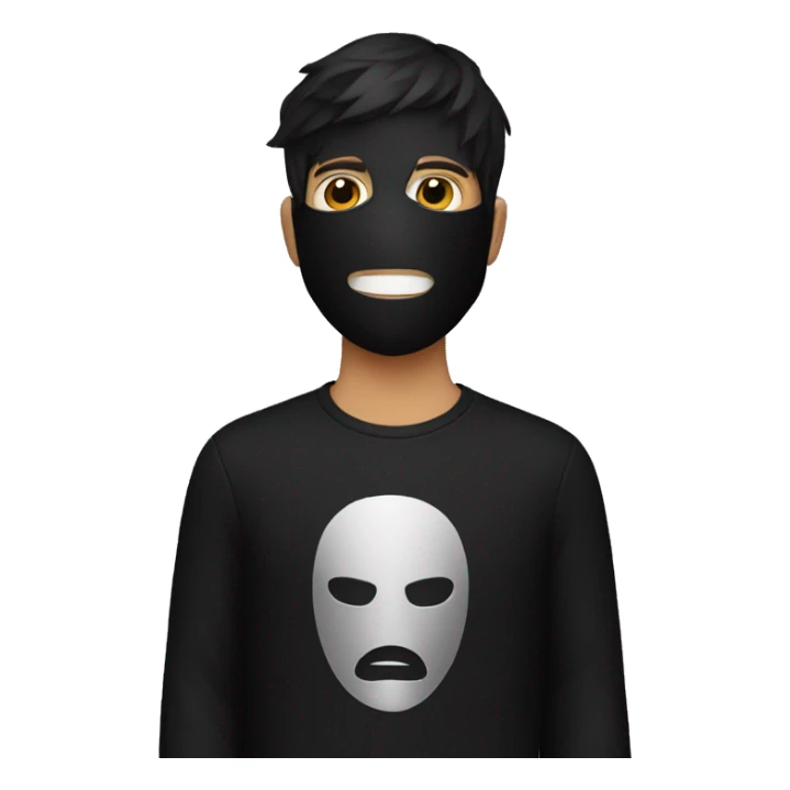Young men dressed in black and wearing a black mask sticker