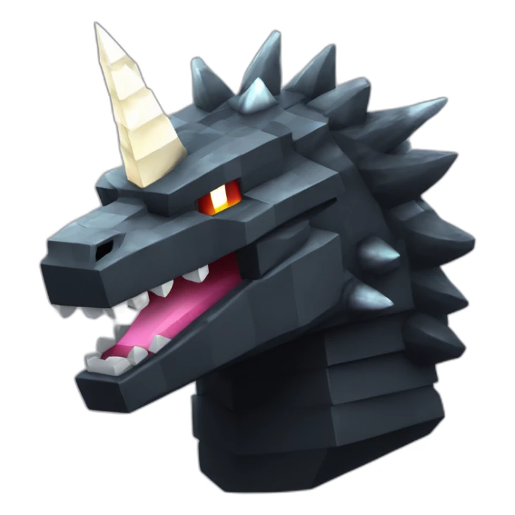 Minecraft Black Godzilla Head With Diamond Unicorn Horn sticker