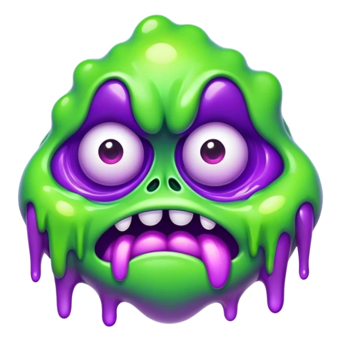 Weird green and purple monster face melting  sticker