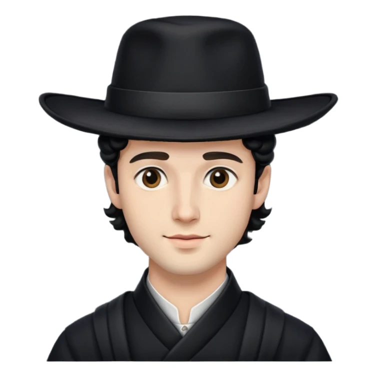 Man emoji with black hat and side curls, resembling a traditional Hasidic Jewish man. sticker