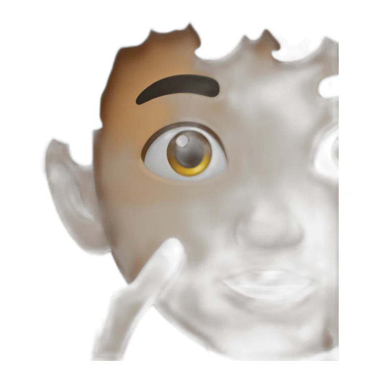 Kid putting his finger into the nose sticker