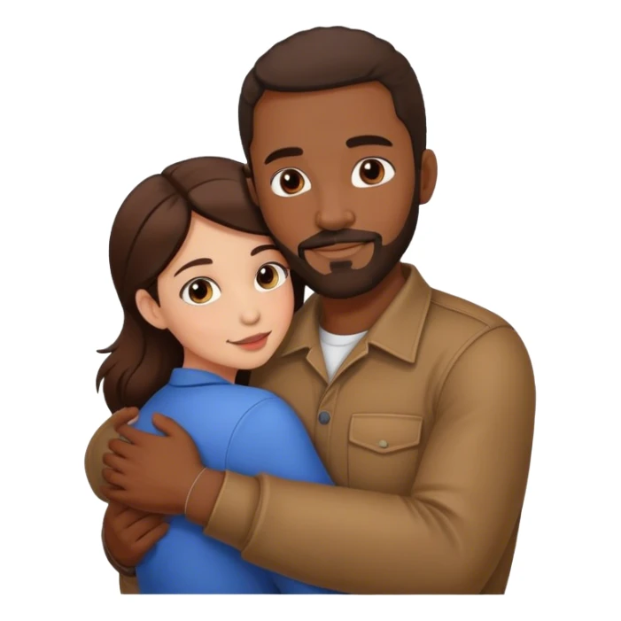 Black man with facial hair hug small gorgeous brunette from behind sticker