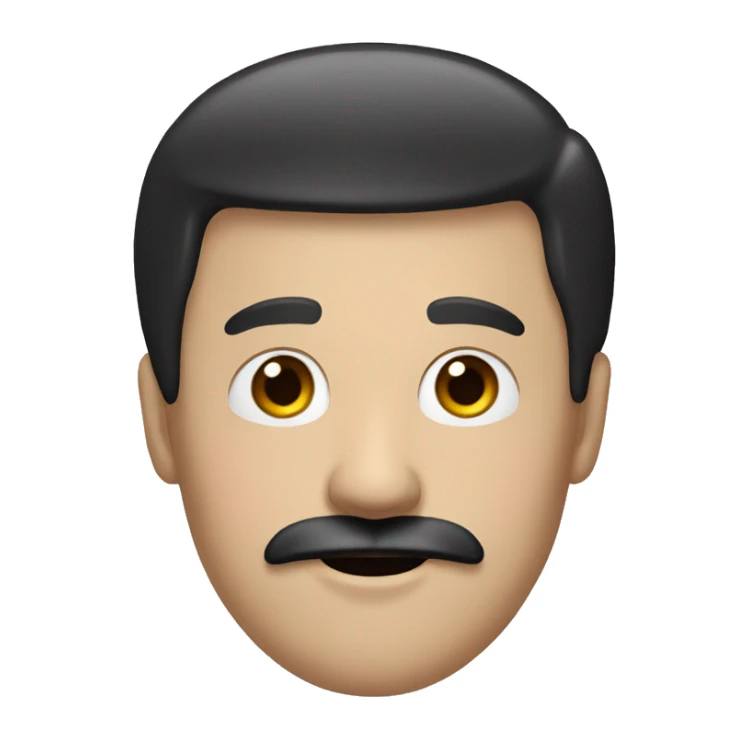 white man with black hair and black mustache with a red cap sticker