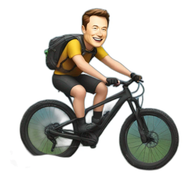 Elon musk on a mountain bike sticker
