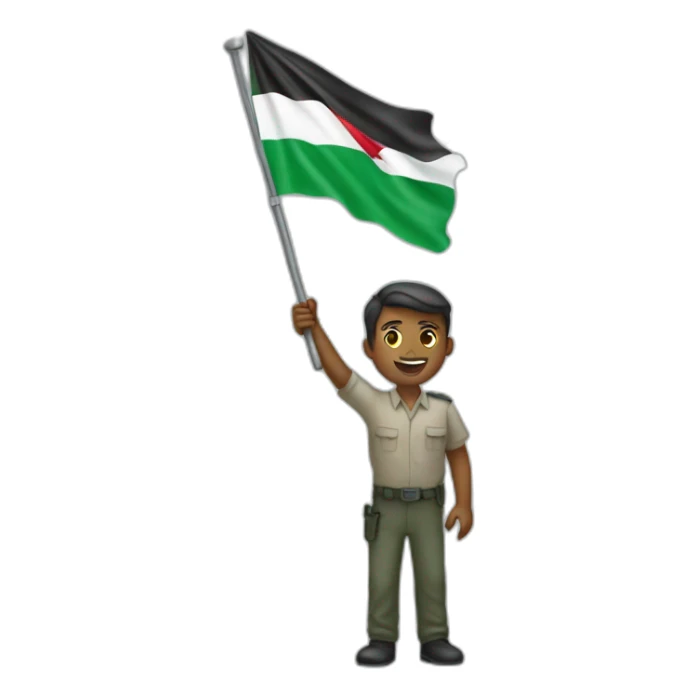 A man raises the flag of Palestine  sticker