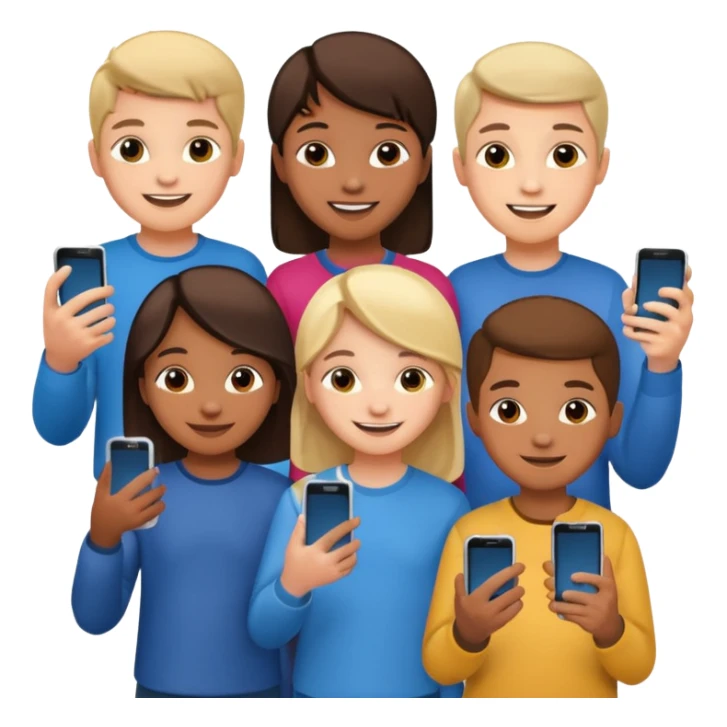 grupo de niños de 12 años con mobiles sticker