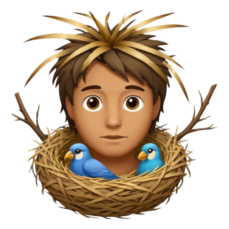 Man who has a Birds Nest for hair sticker