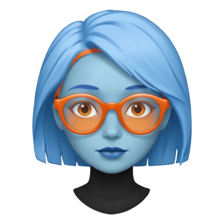blue skinned orange glassed woman sticker