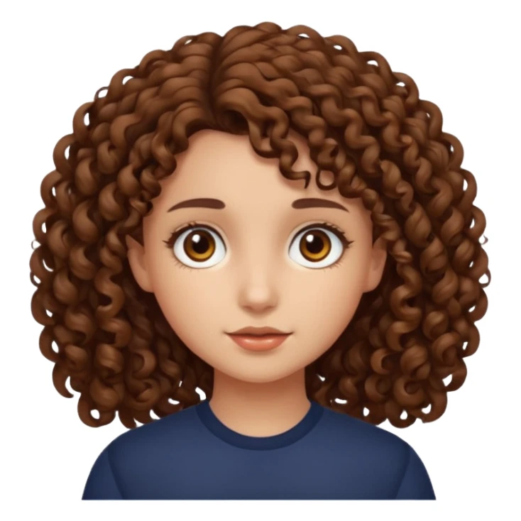 Make a a girl with curly brown hair and brown eyes sticker