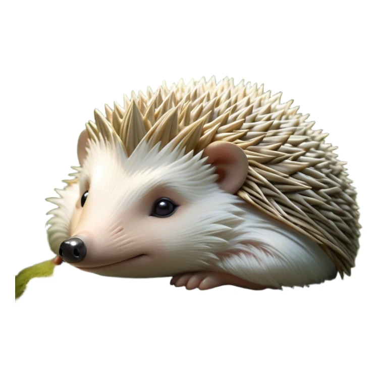 Beautiful and Majestic Hedgehog Portrait Emoji, Head and body resting in serene repose with a gentle, content smile, showcasing a delicately spiky yet soft body with eyes gently closed in peaceful slumber, Simplified yet exquisitely endearing features, highly detailed, glowing with a soft, drowsy forest light, high shine, relaxed and utterly enchanting, stylized with an air of timeless woodland majesty, soft glowing outline, capturing the essence of a beautiful and majestic hedgehog that embodies the serene charm of nature! sticker
