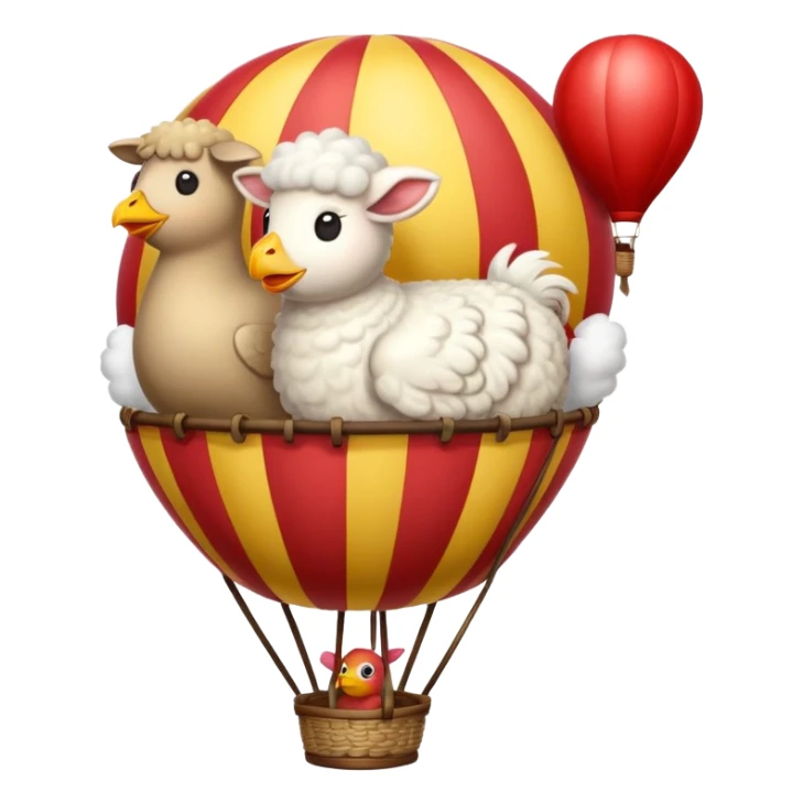 Sheep rooster, duck in hot air balloon  sticker