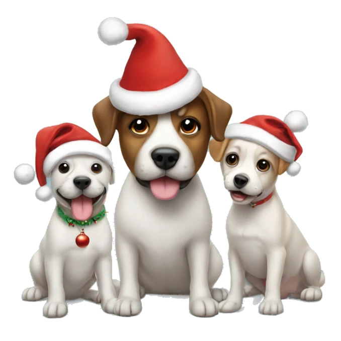 3 dogs with a Christmas hat on sticker
