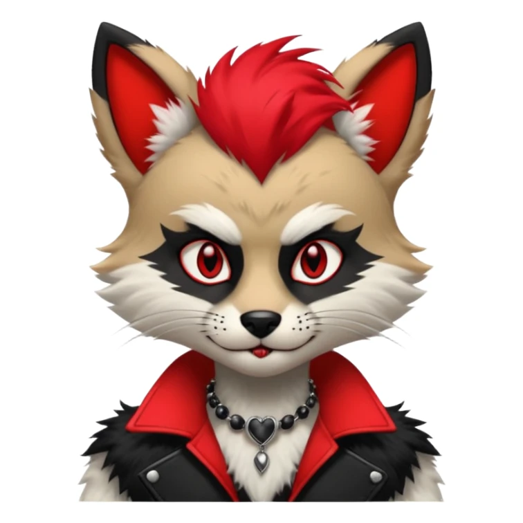 Anthropomorphic Anthro Furry punky gothic black white and red badass cool stylish handsome smexy Animal-furry-fursona sticker
