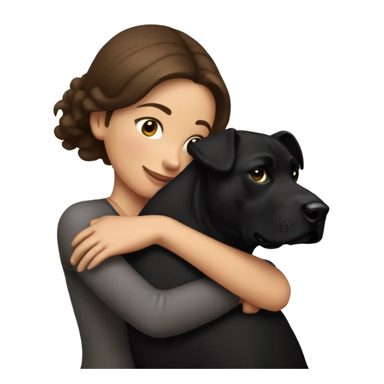 Brunette hugging big black amstaff dog sticker