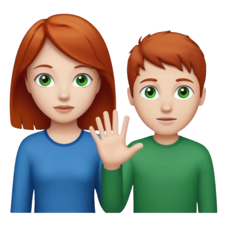 red head girl with brunette boy couple blue/green eyes sticker