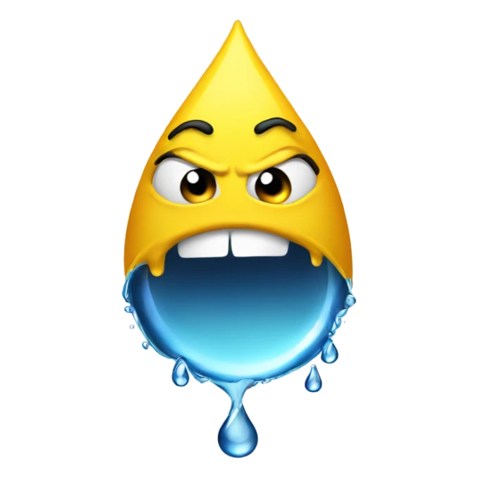 angry water droplet yellow sticker