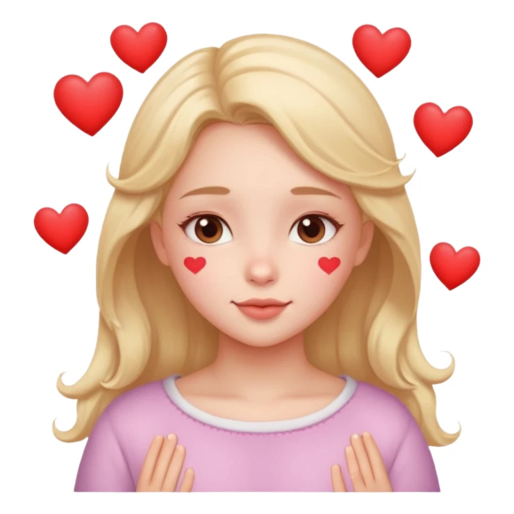 Cute Dreaming/Thinking of you, blushing, hearts sticker