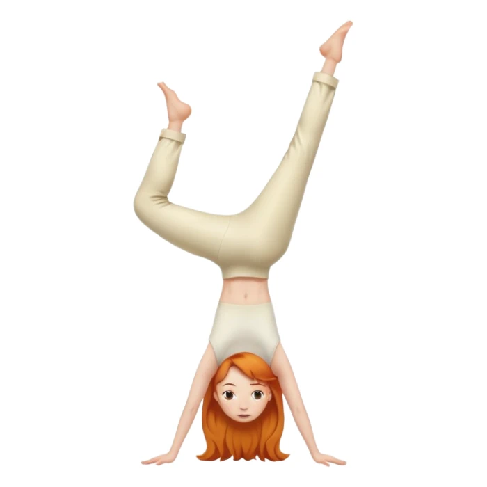 Ginger Girl one head side view handstand two legs in cream pants sticker