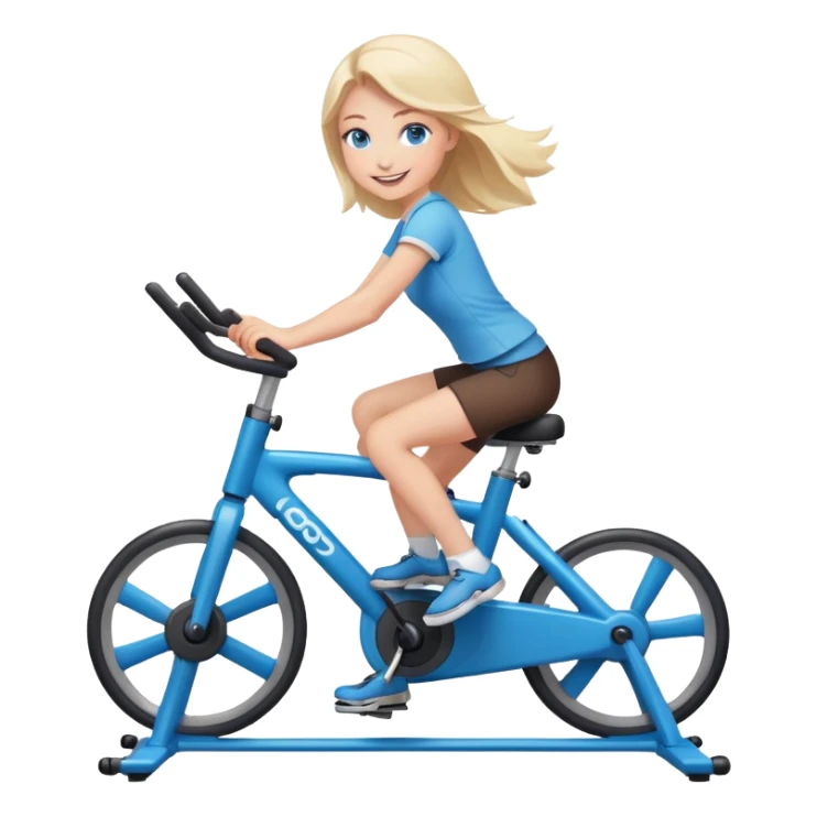 smiling girl with blue eyes riding a spinning bike sticker