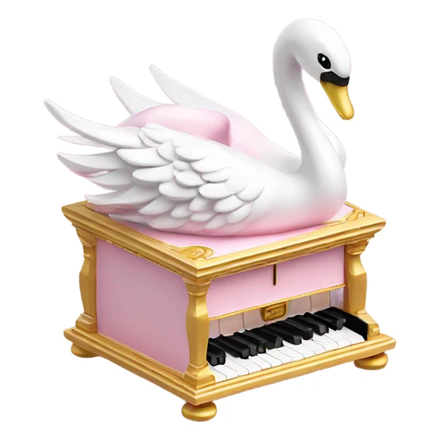 3d isometric swan music box soft pink sticker
