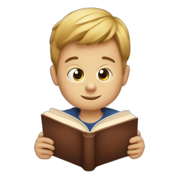 european boy reads a book sticker