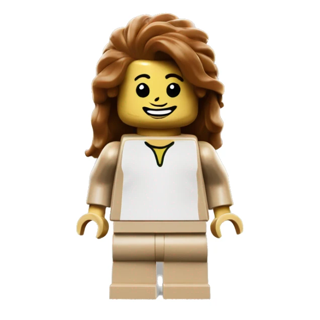 Lego minifig smile brown flip hair  sticker