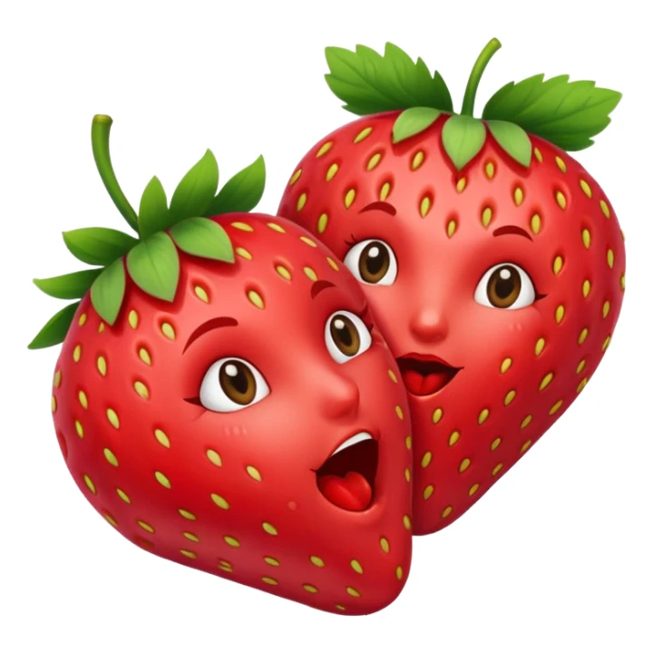 strawberry and red kiss sticker