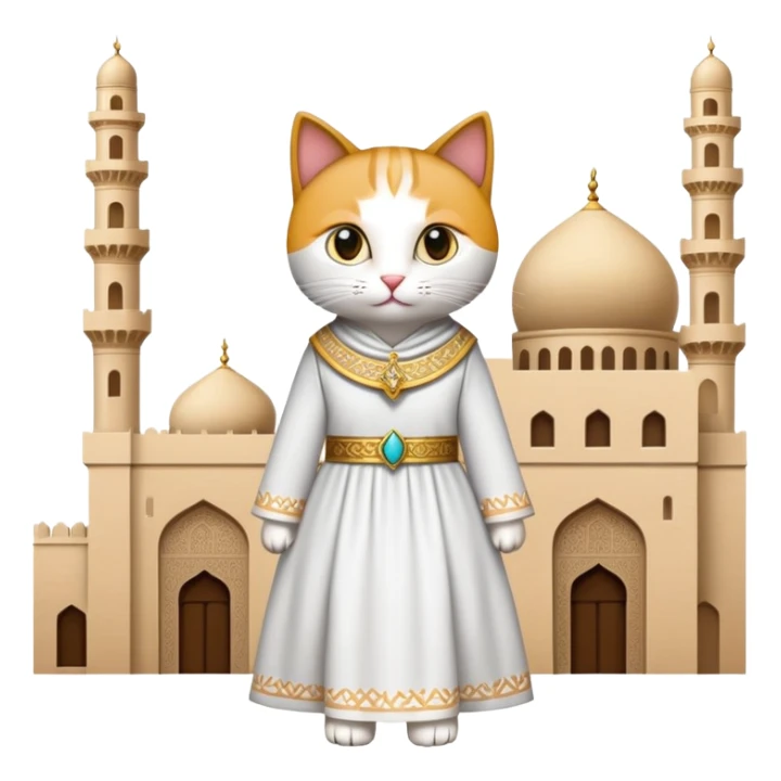 Un gato vestido de musulmán en la mecca sticker
