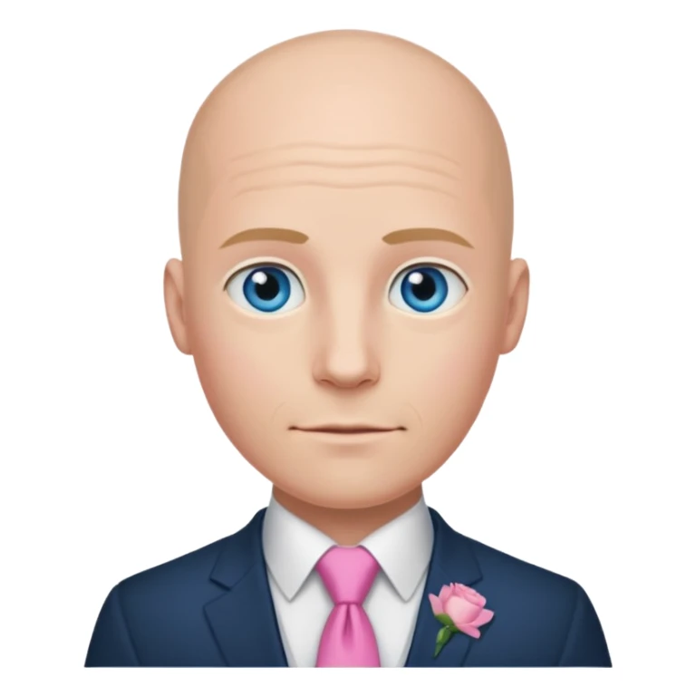 Bald blue eyed groom  with  pink tye  sticker