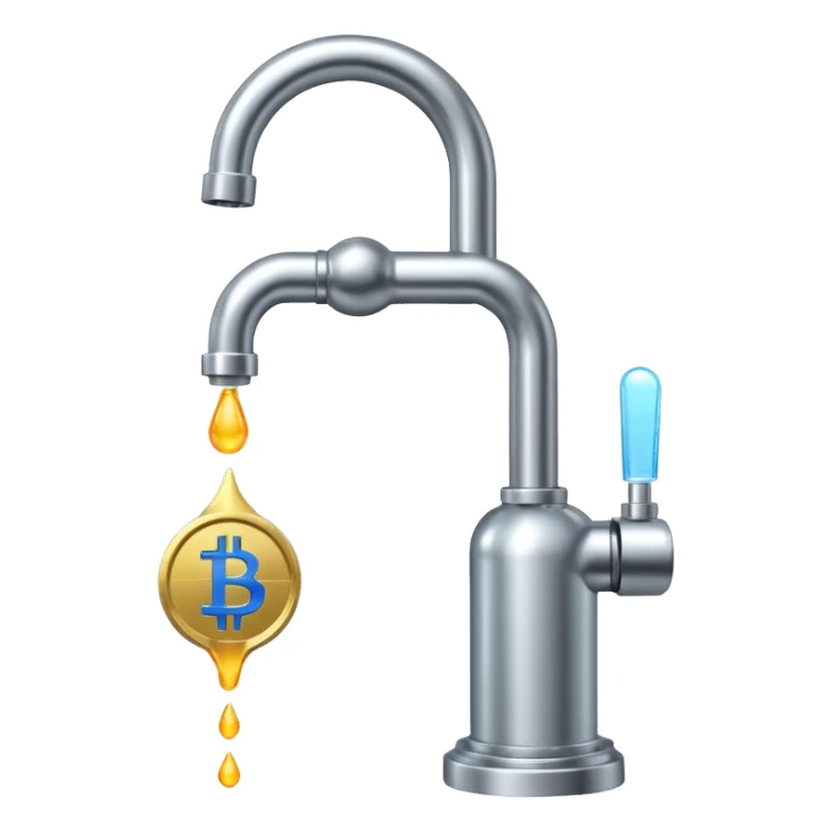 crypto currency symbol  named CryptoTap think more a tap or faucet  now add more about cryptocurrencyis sticker