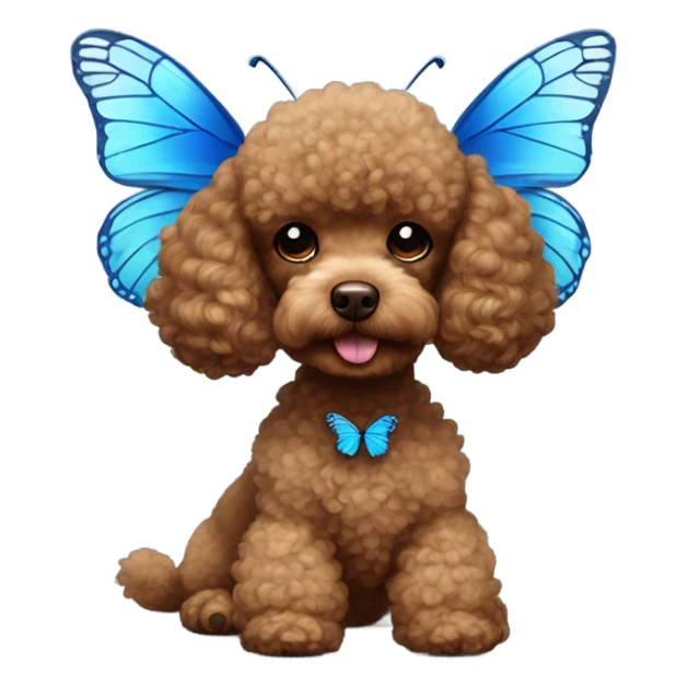 Brown Toy poodle with blue butterfly  sticker
