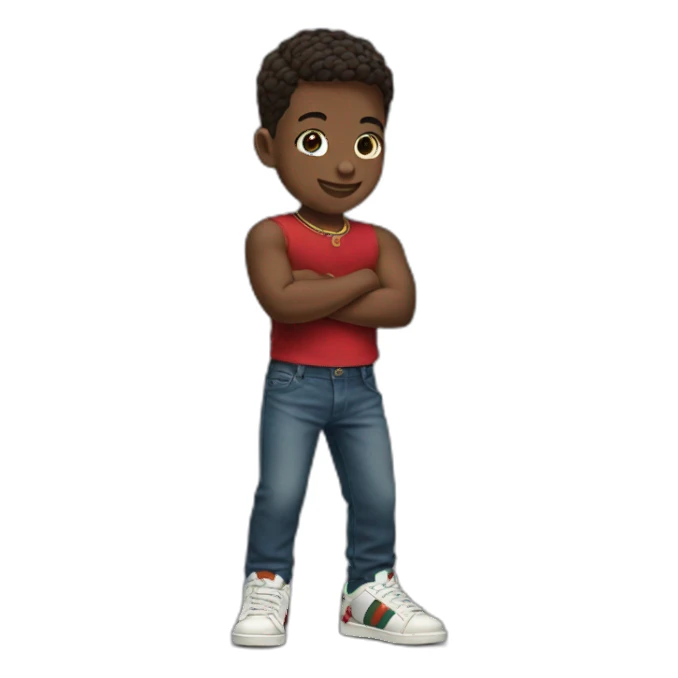 emoji of a kid flexing his gucci shoes sticker