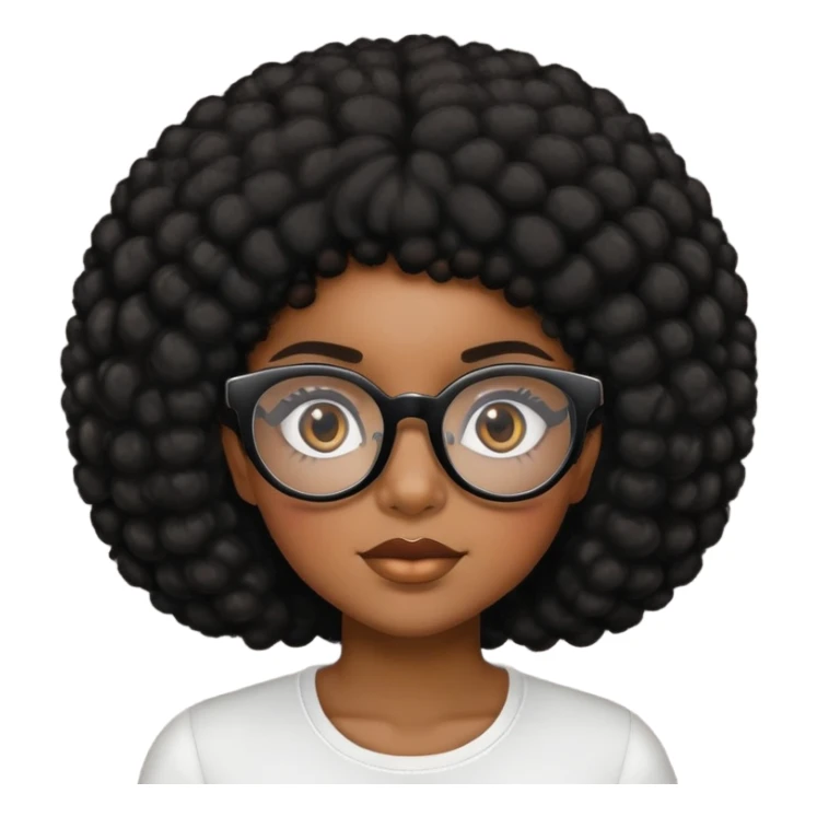 Black girl with brown with thick eyeglasses and black fro  sticker