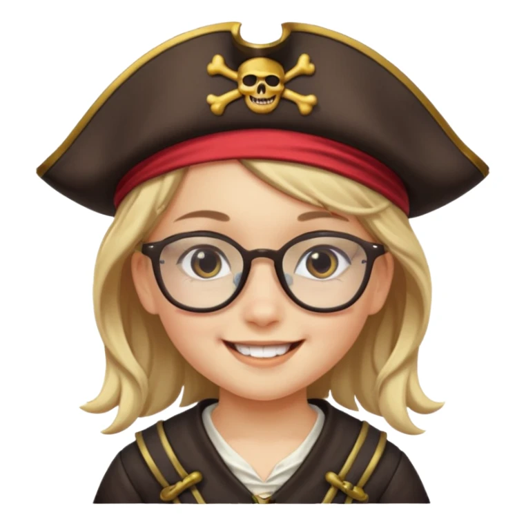 kid girl with pirate costume wearing glasses sticker