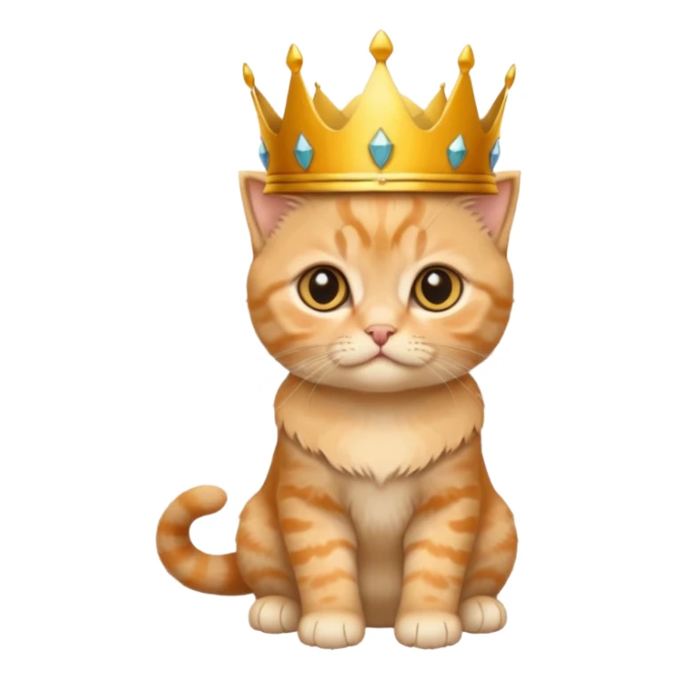 Orange Scottish-fold ears kitten with crown queen  sticker