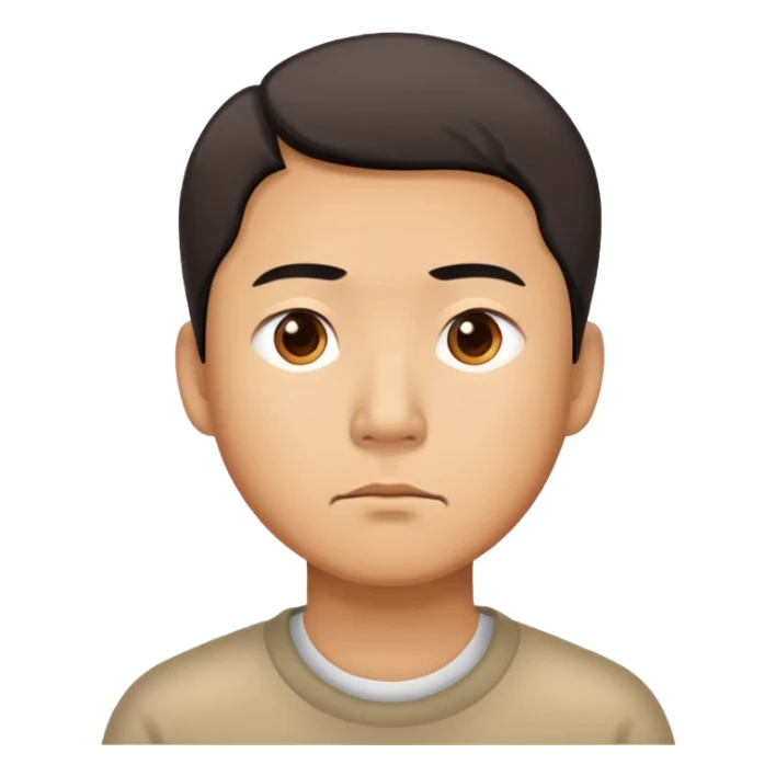A Chinese man with a thoughtful, uncertain expression sticker