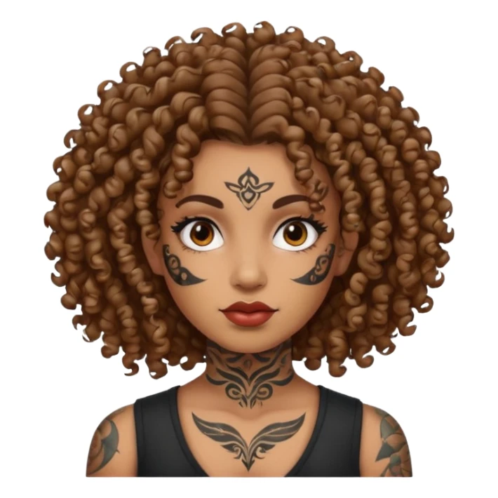 woman curly hair and heavy face tattoo sticker